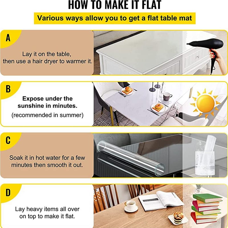 Leffora Custom 1.5mm Thick Crystal Clear Table Cover Protector 12 x 36 Inch Waterproof PVC Protective Table Pad Transparent Mat for Coffee Table, Dining Room Table, Office Desk, End Table/Night Stand - Image 4